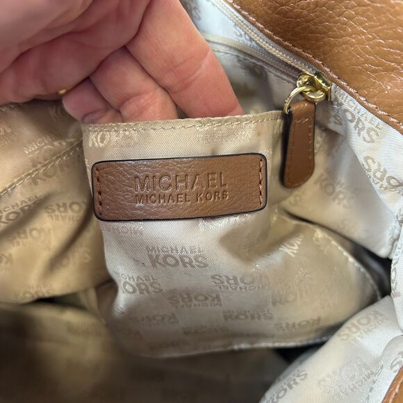 Michael Kors Hamilton Caramel Brown Leather Belt Chain Detail Tote Satchel Bag - Picture 8 of 15